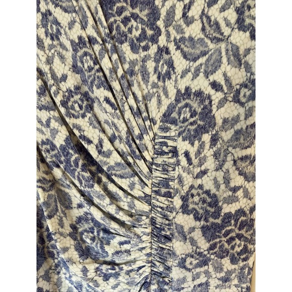 Luisa Beccaria Dress Size 42 periwinkle blue white knit shirred front Italy - Picture 2 of 14